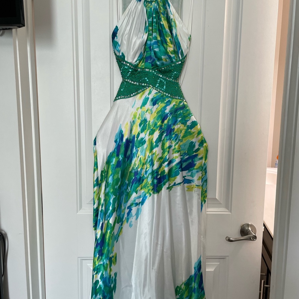 Morgan And Co Green Marble Prom Dress